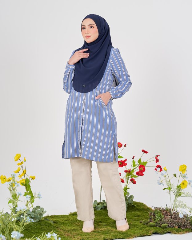 Tunic Denim Dhalia Stripe - Greyish Blue