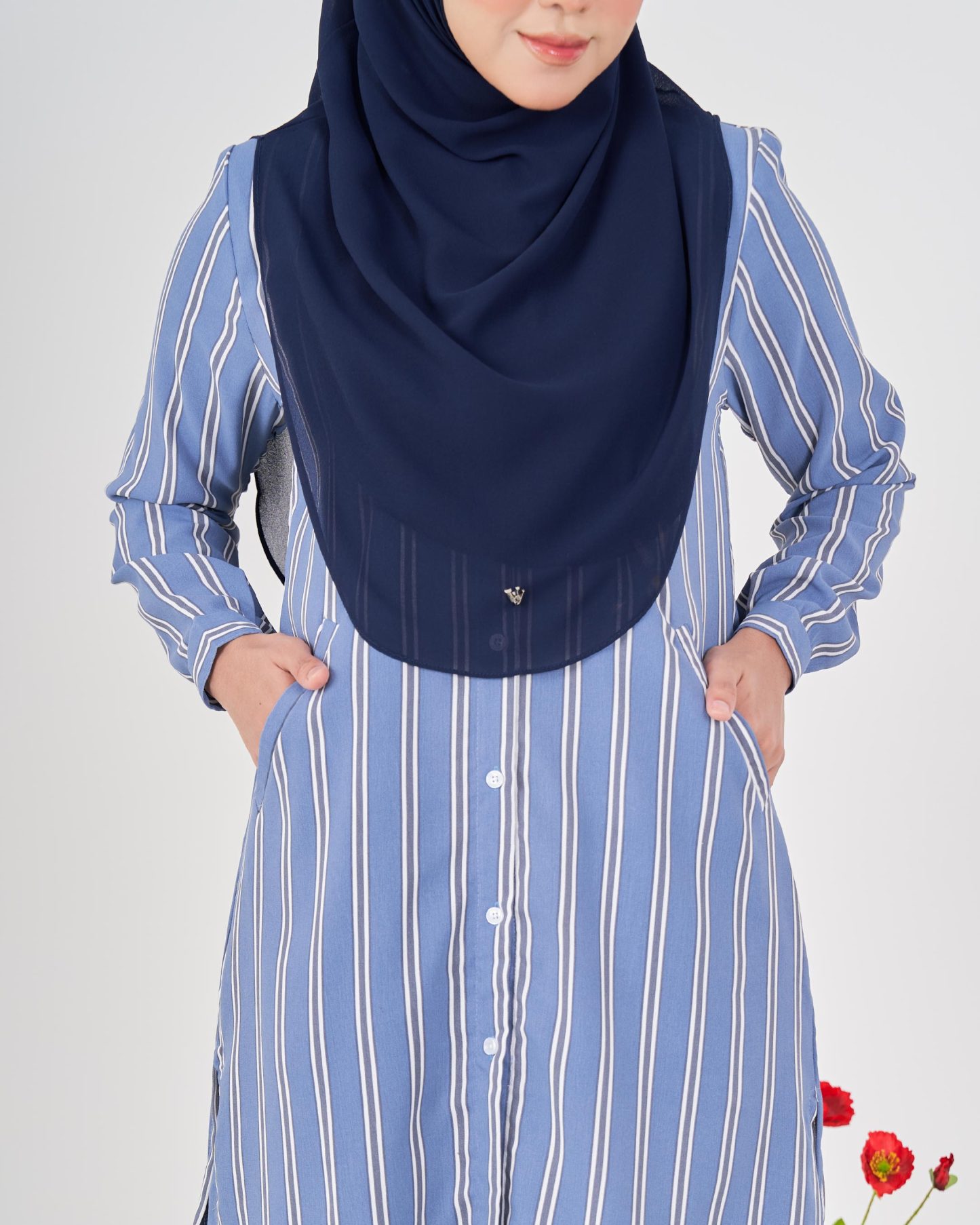 Tunic Denim Dhalia Stripe - Greyish Blue