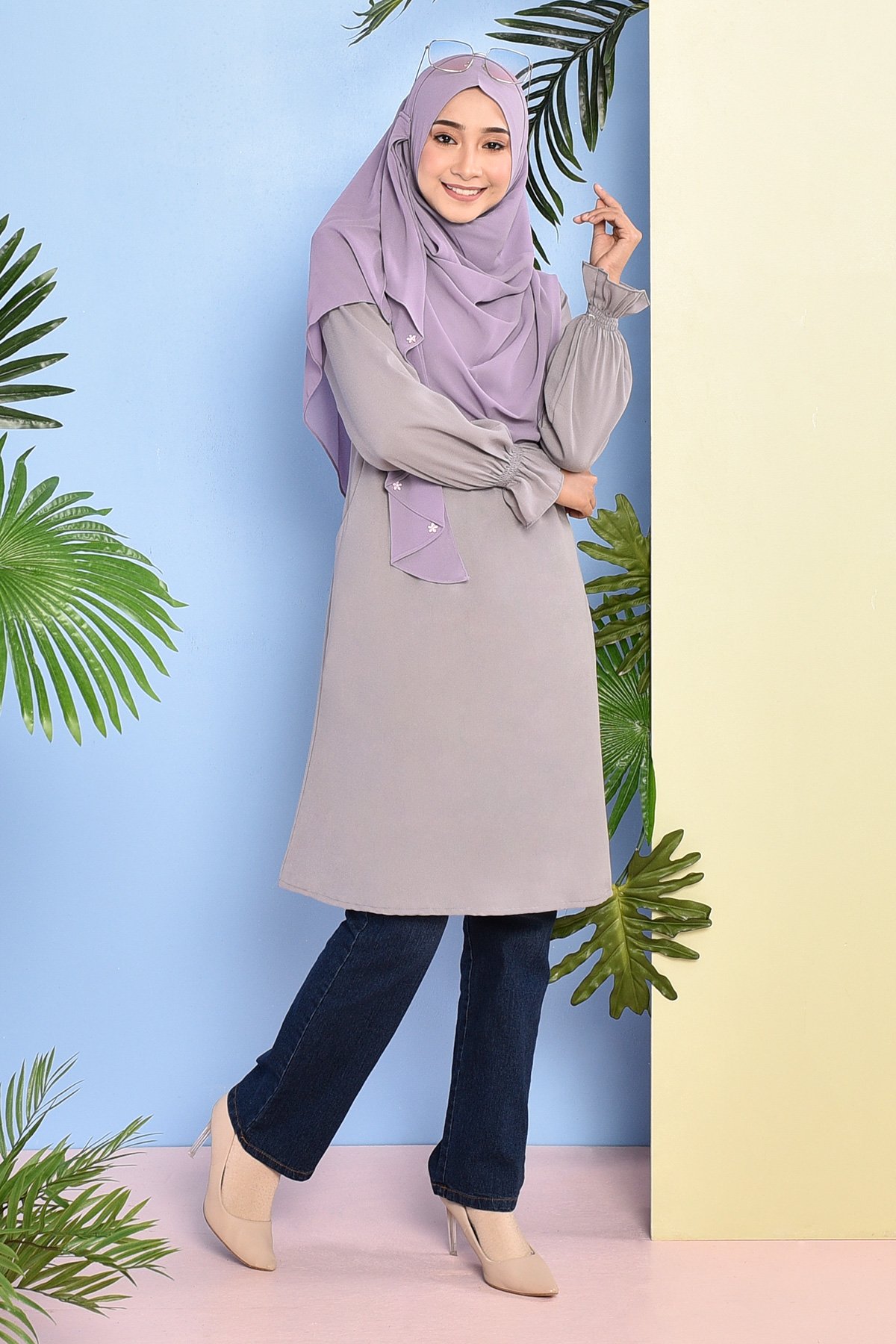 Tunic Pleated Luna - Slate Grey