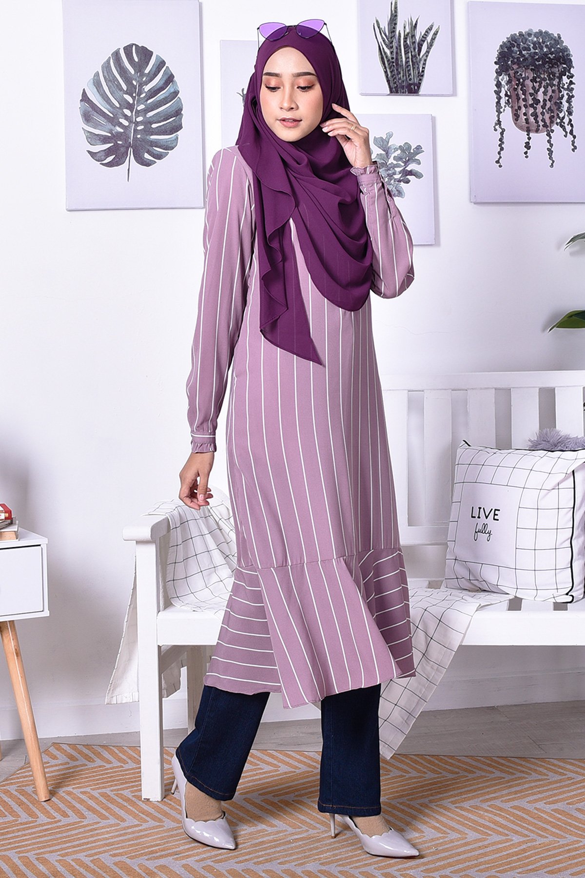 Tunic Ruffle Rania - Plum Purple