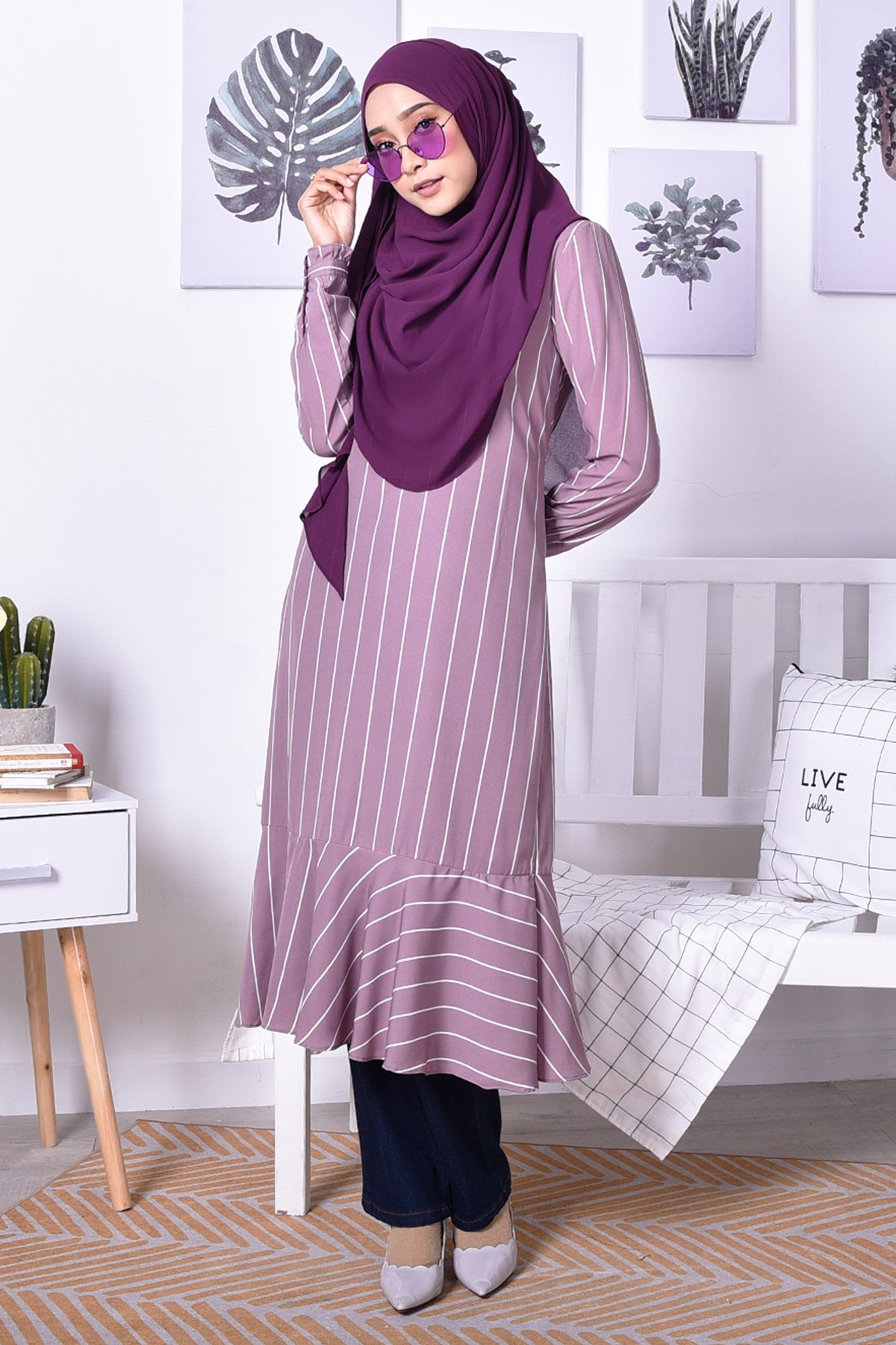 Tunic Ruffle Rania - Plum Purple