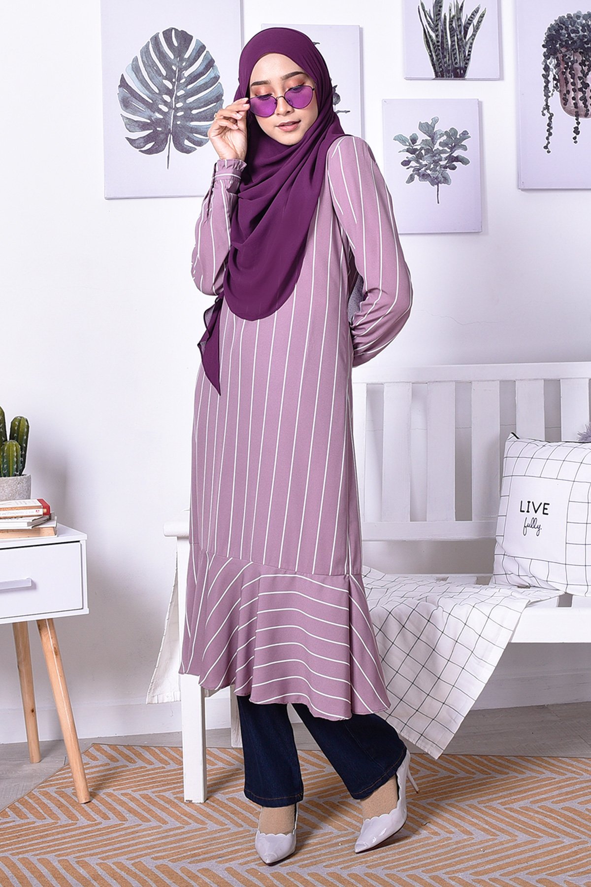 Tunic Ruffle Rania - Plum Purple