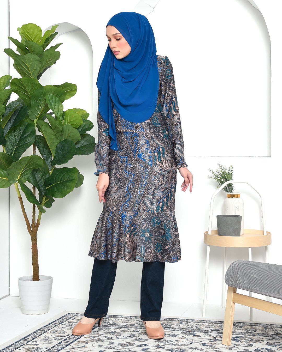 Tunic Ruffle Aimi - Aqua Blue