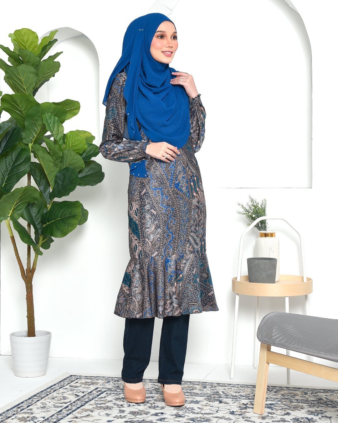 Tunic Ruffle Aimi - Aqua Blue