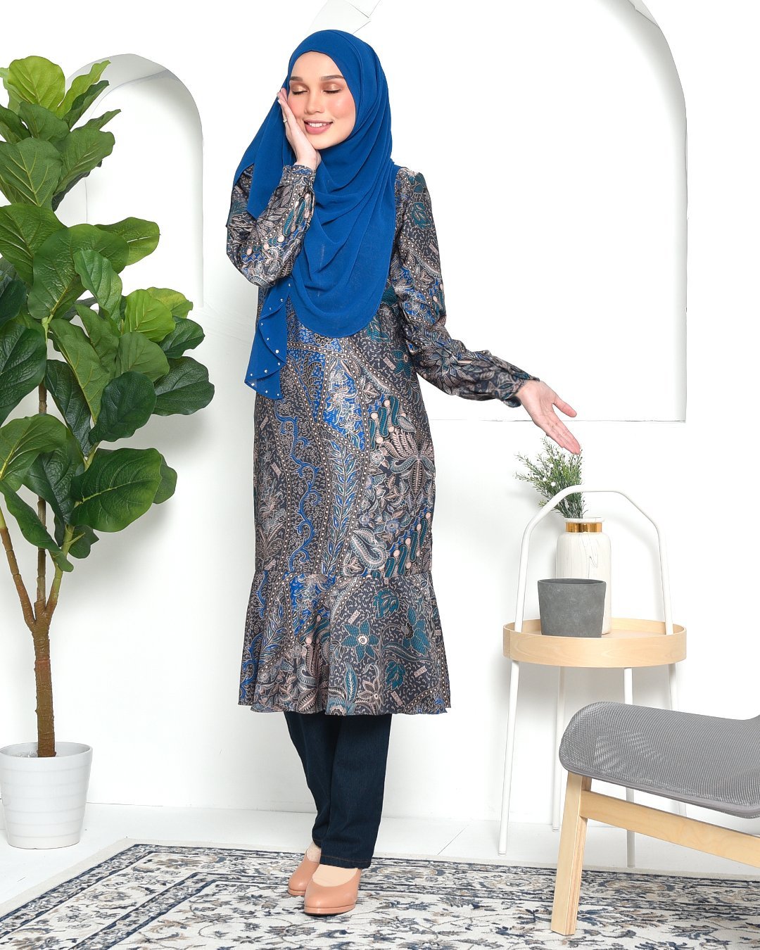 Tunic Ruffle Aimi - Aqua Blue