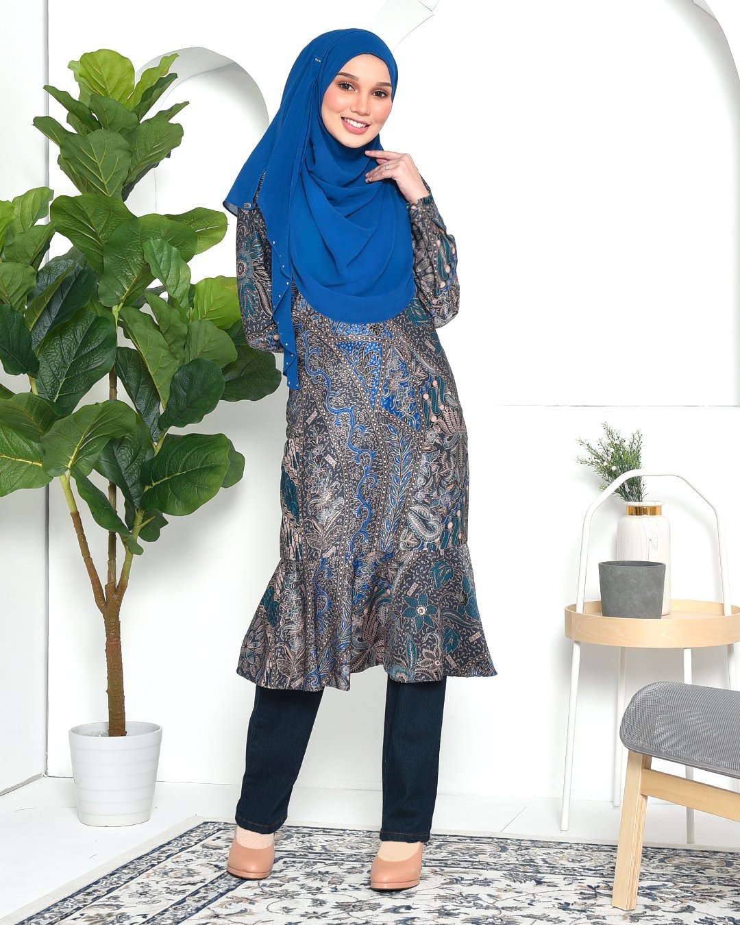 Tunic Ruffle Aimi - Aqua Blue