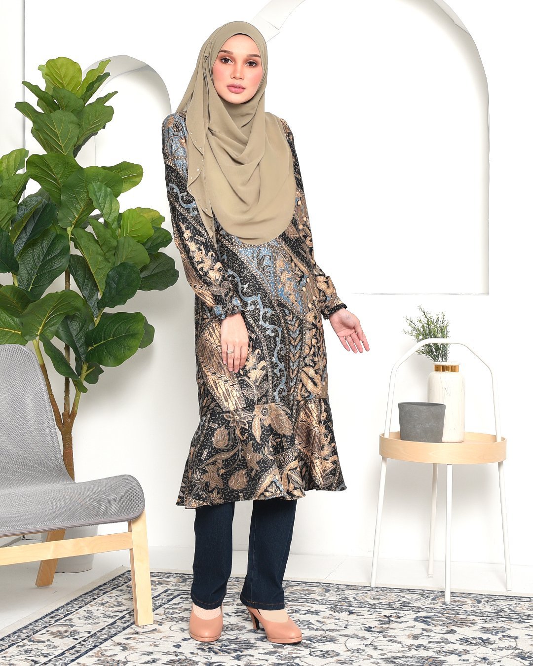 Tunic Ruffle Aimi - Golden Blue