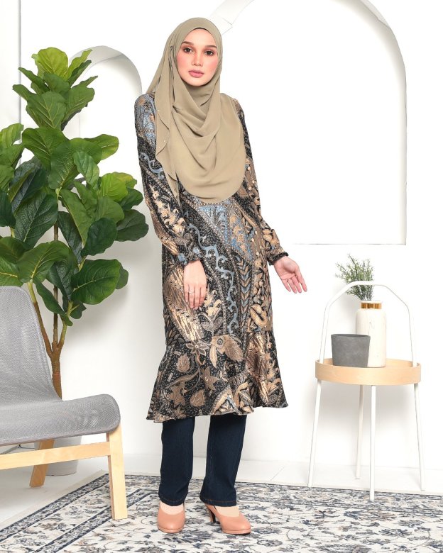 Tunic Ruffle Aimi - Golden Blue