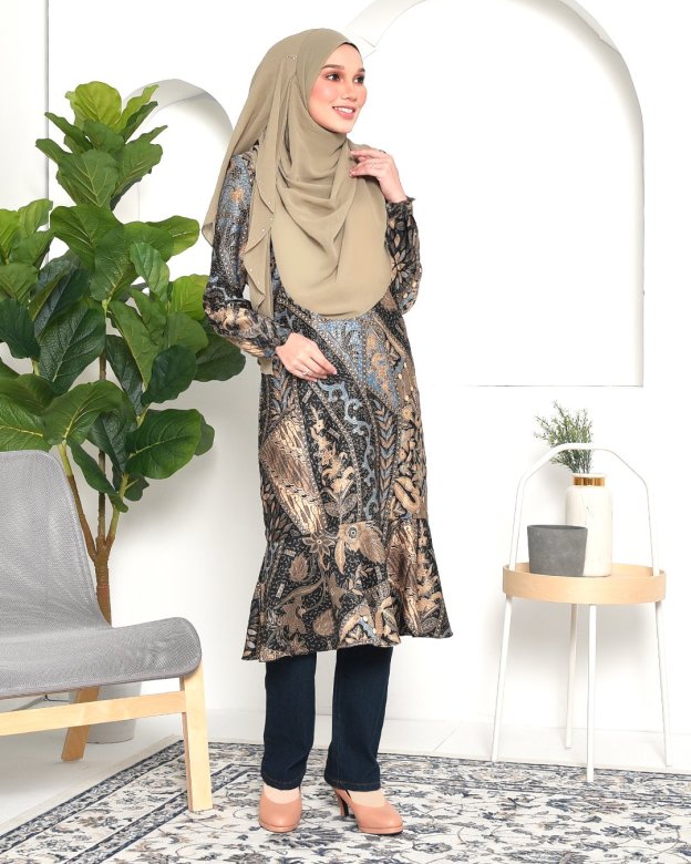 Tunic Ruffle Aimi - Golden Blue