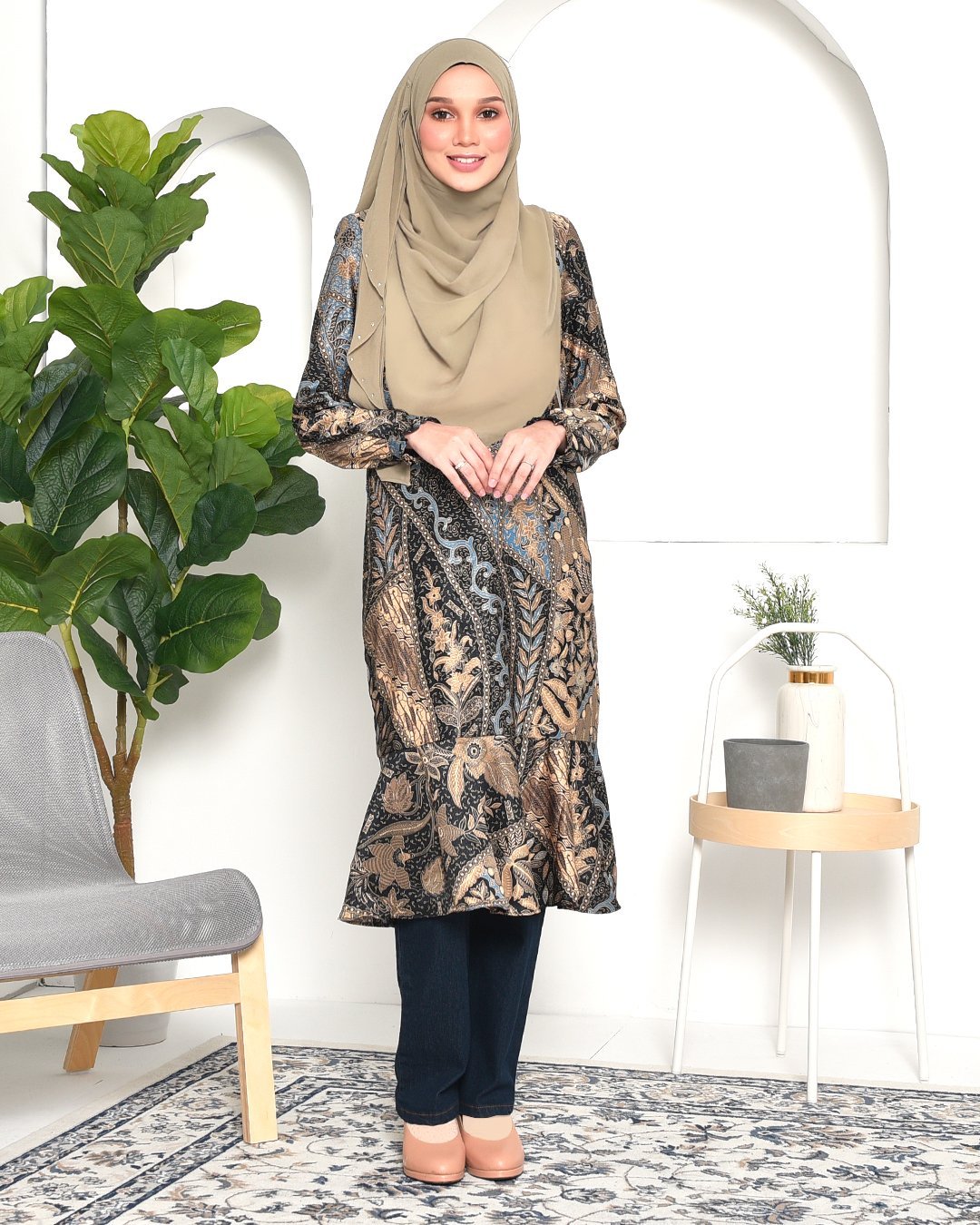 Tunic Ruffle Aimi - Golden Blue