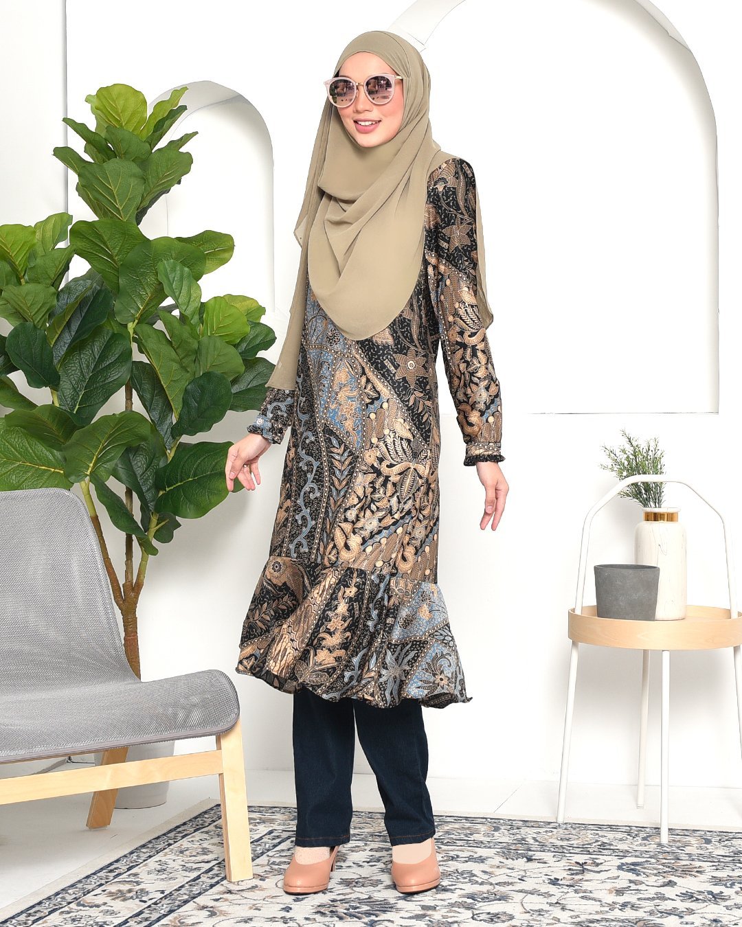 Tunic Ruffle Aimi - Golden Blue