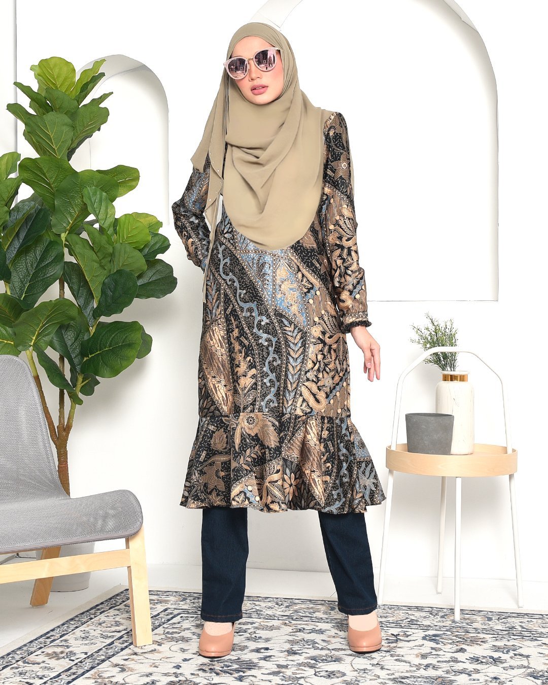 Tunic Ruffle Aimi - Golden Blue