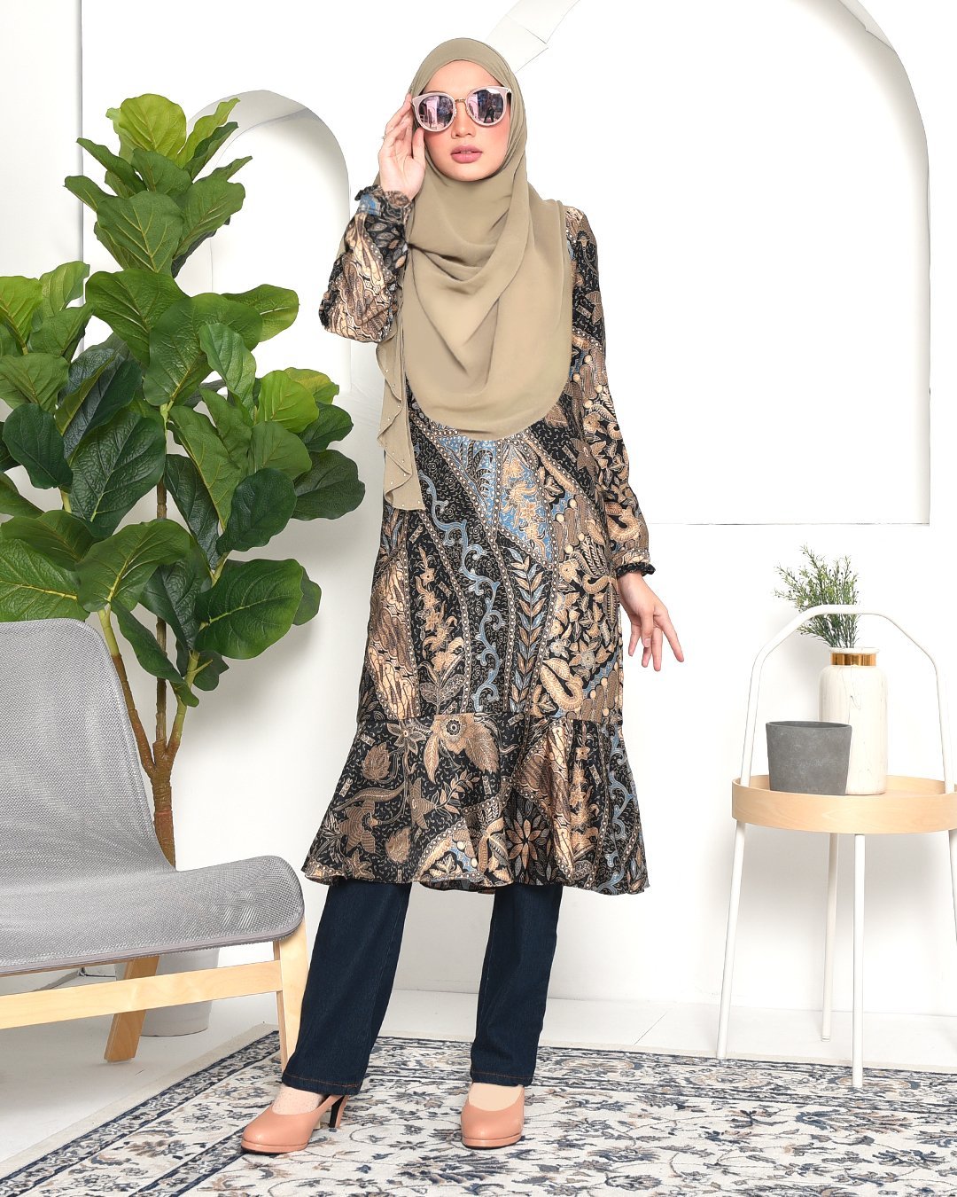 Tunic Ruffle Aimi - Golden Blue