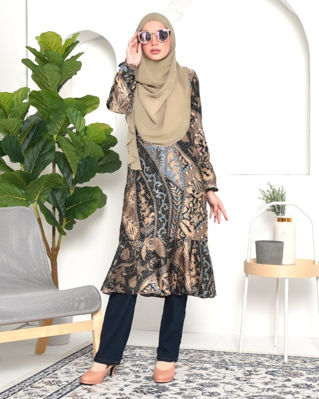 Tunic Ruffle Aimi - Golden Blue