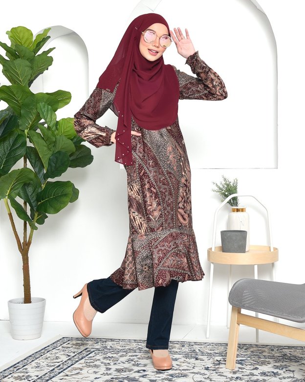Tunic Ruffle Aimi - Spice Brown