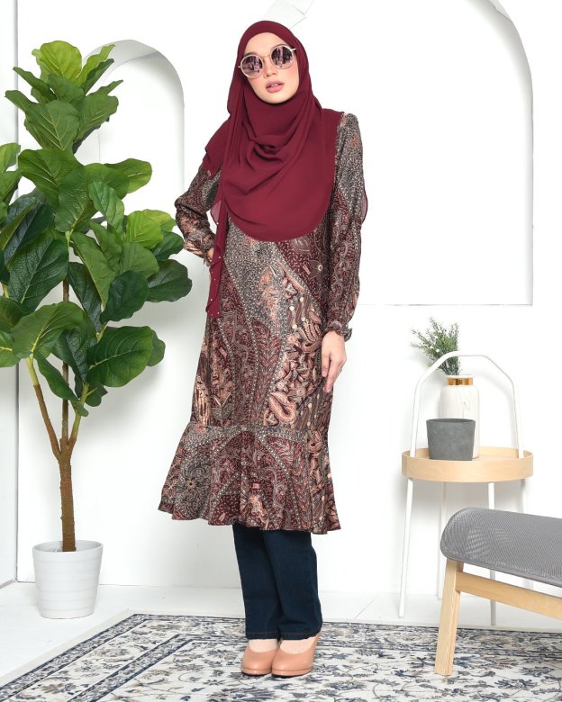 Tunic Ruffle Aimi - Spice Brown