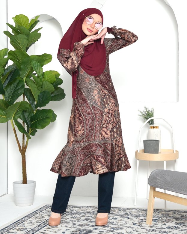 Tunic Ruffle Aimi - Spice Brown