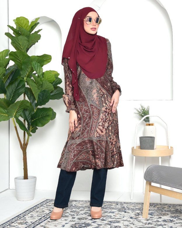 Tunic Ruffle Aimi - Spice Brown