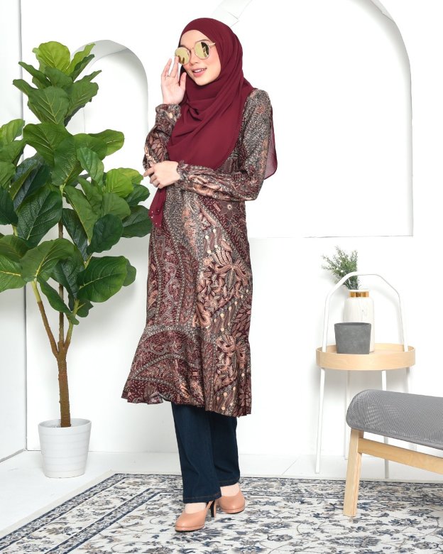 Tunic Ruffle Aimi - Spice Brown