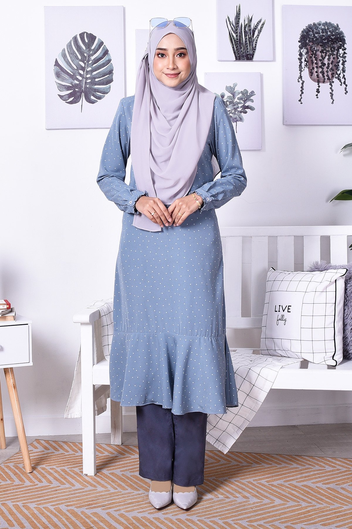 Tunic Rania Polkadot - Sky Blue