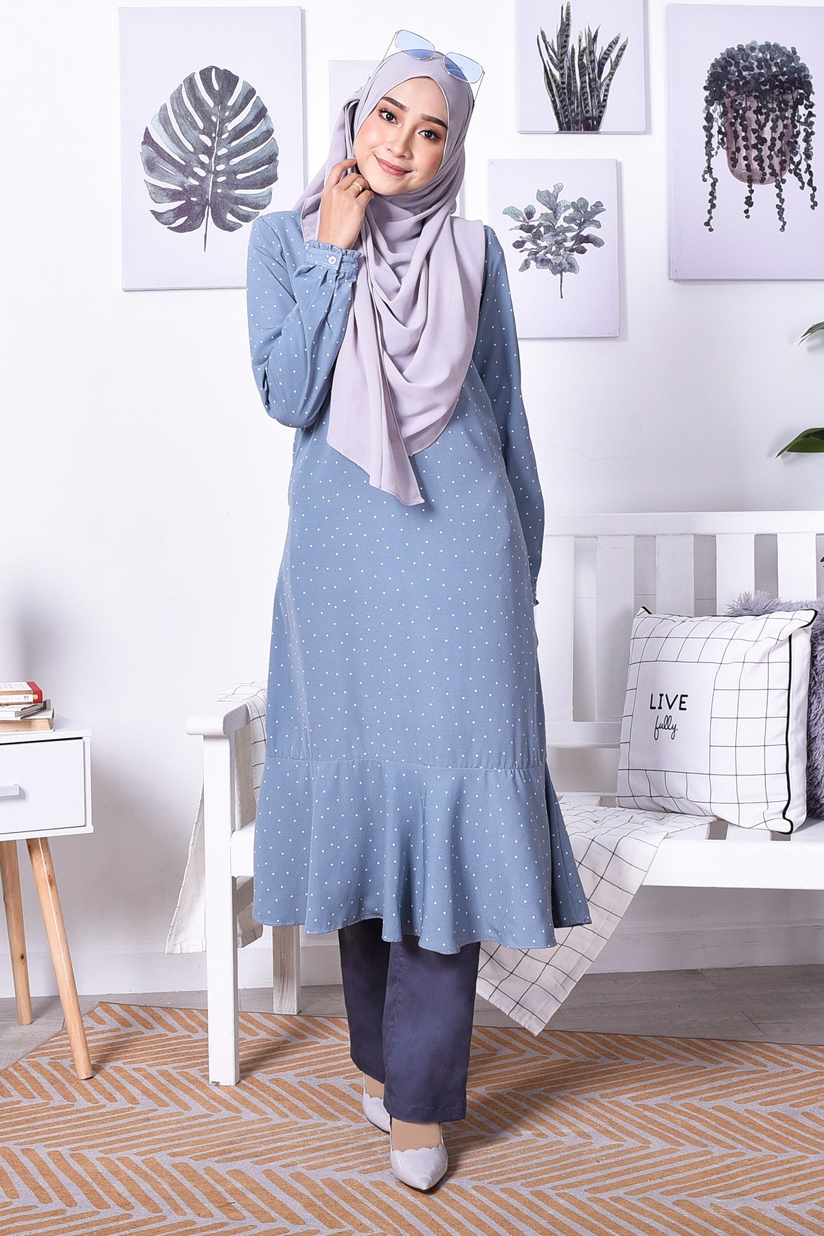 Tunic Rania Polkadot - Sky Blue