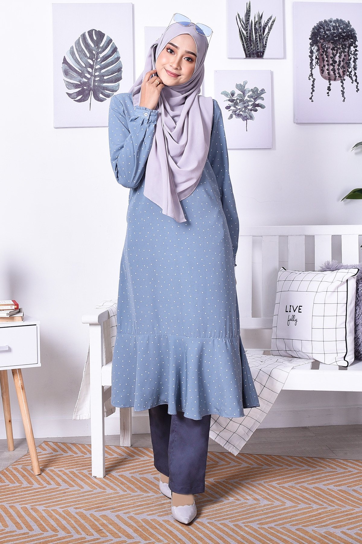 Tunic Rania Polkadot - Sky Blue