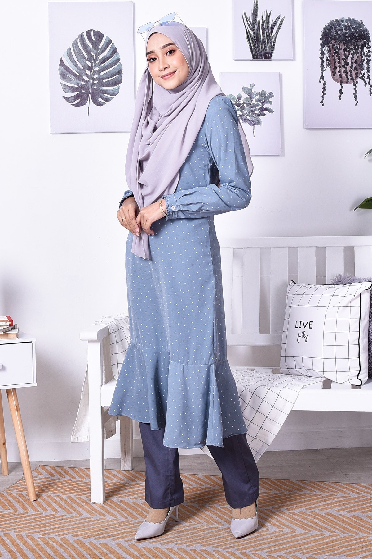 Tunic Rania Polkadot - Sky Blue