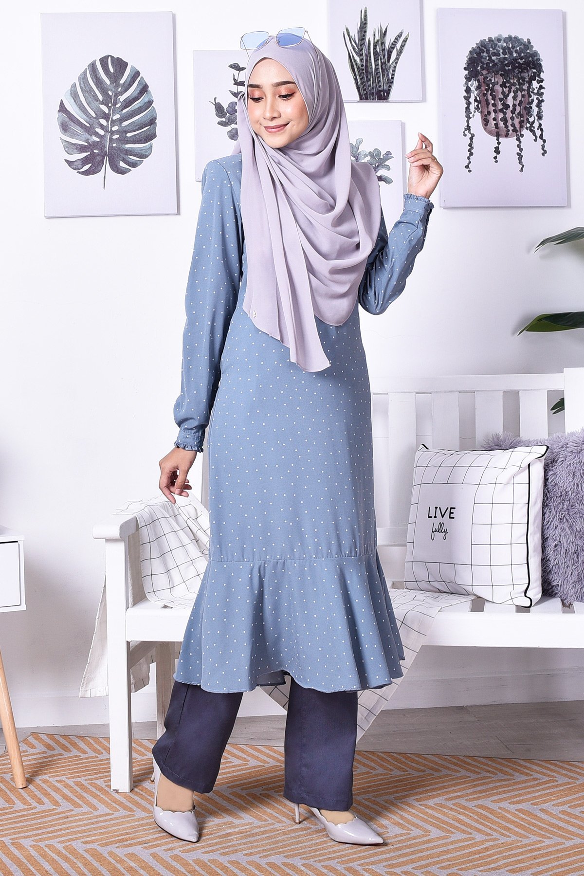 Tunic Rania Polkadot - Sky Blue