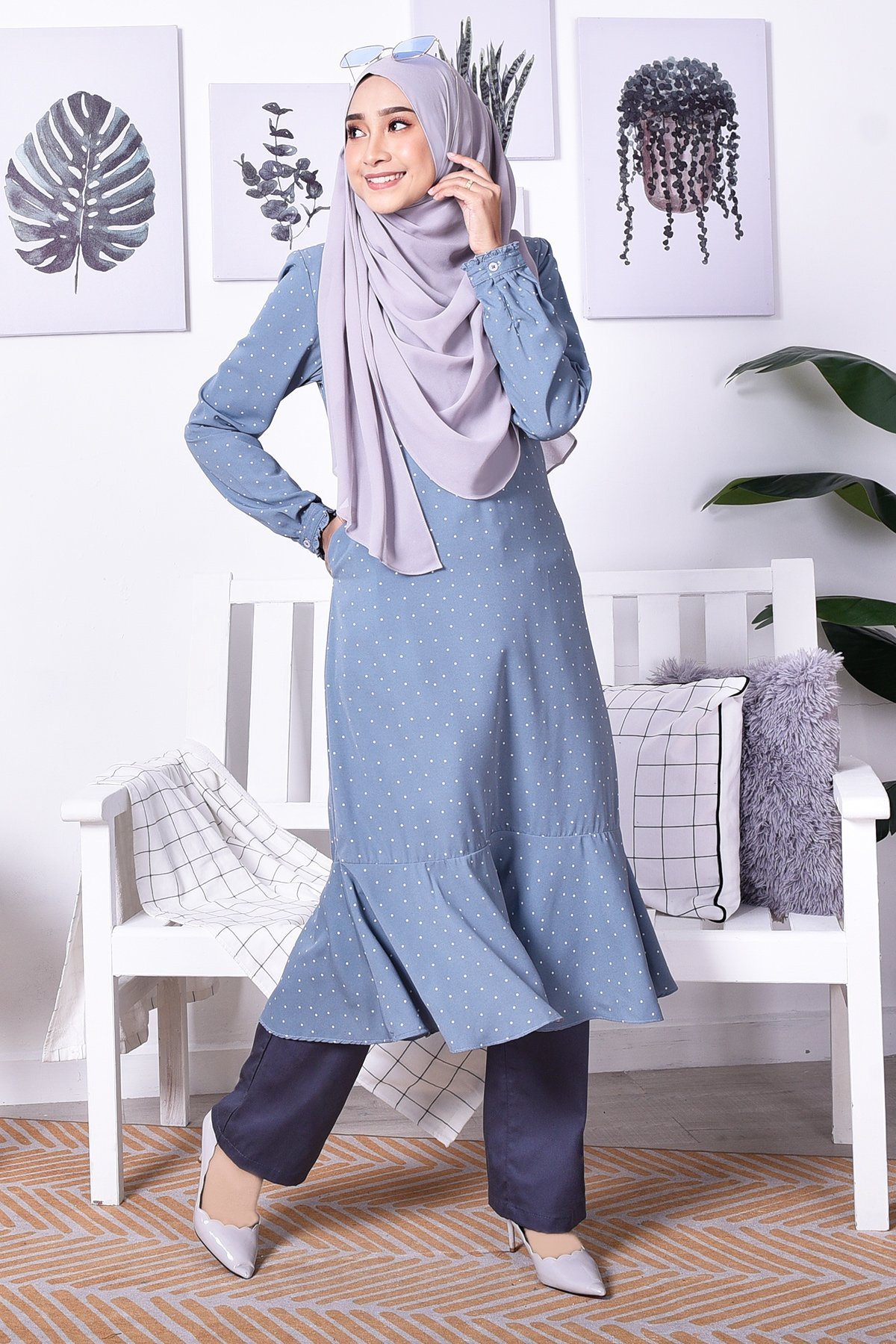 Tunic Rania Polkadot - Sky Blue