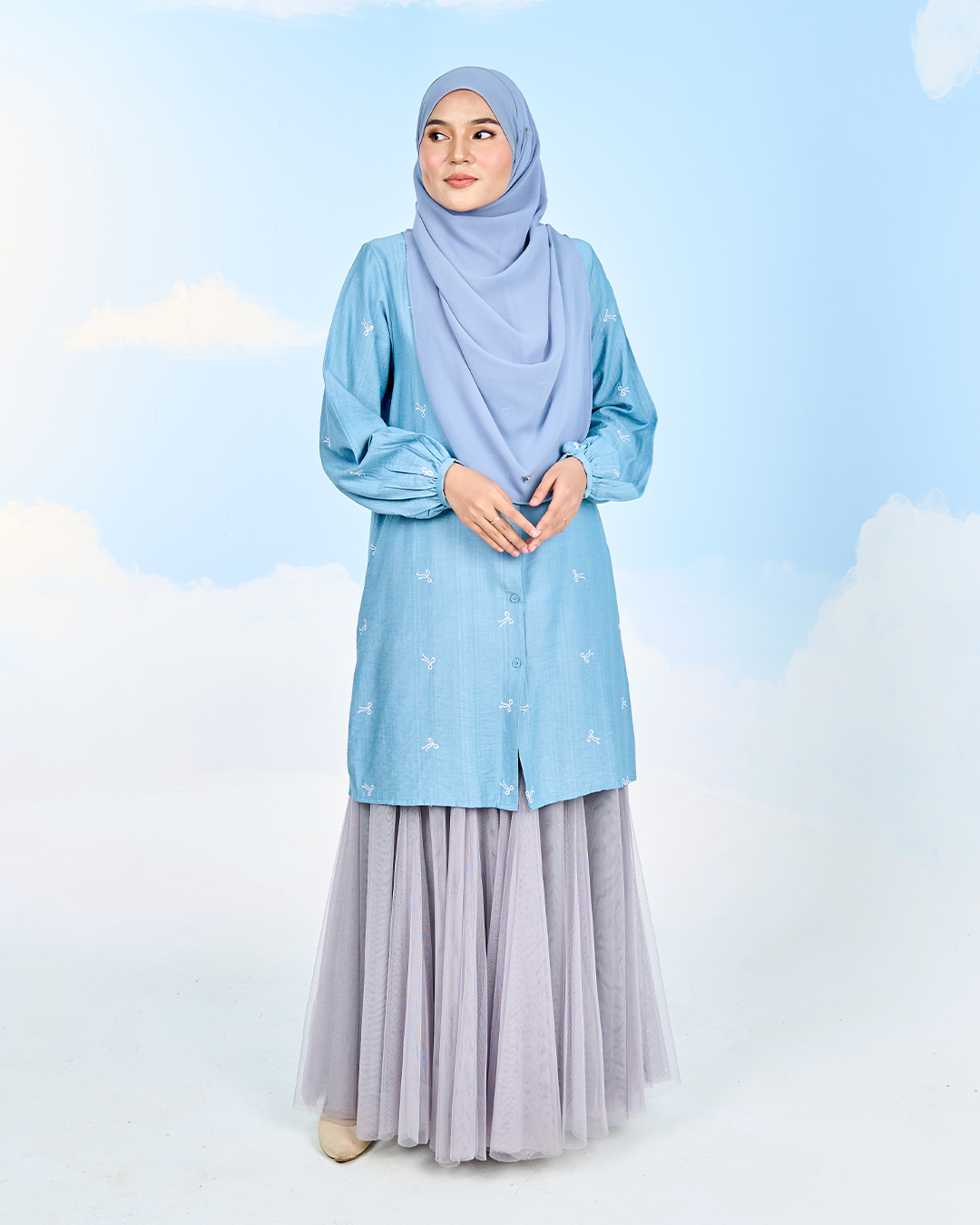 Tunic Coquette Sulam Ribbon Camile – Denim Blue