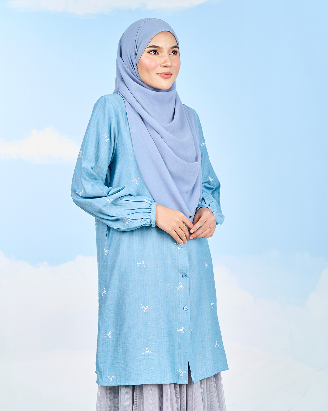 Tunic Coquette Sulam Ribbon Camile – Denim Blue