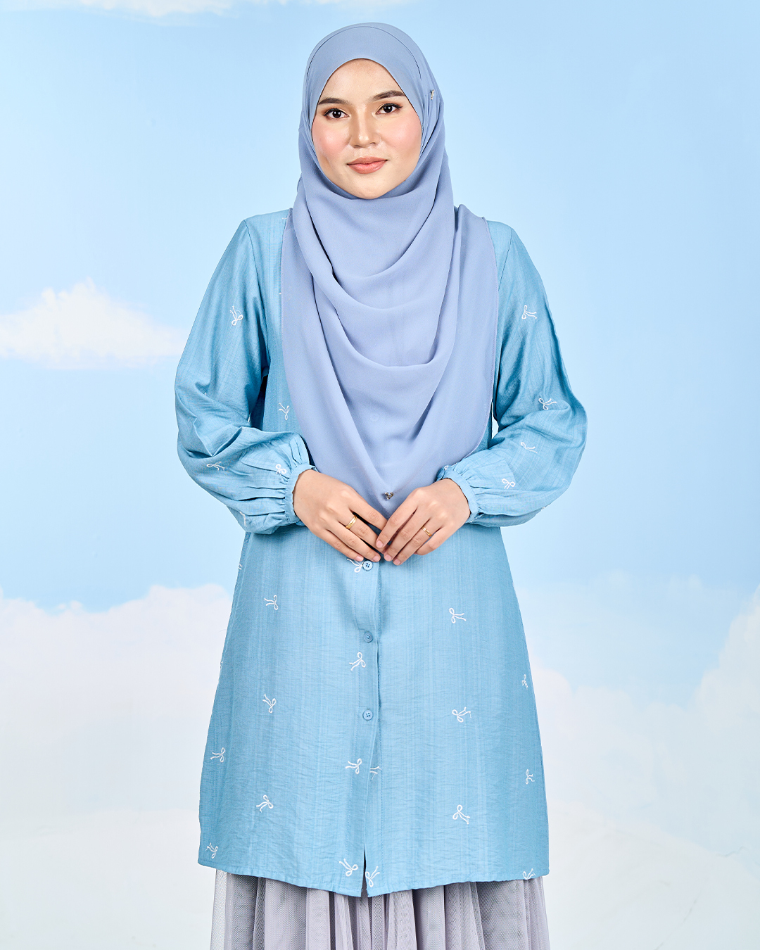 Tunic Coquette Sulam Ribbon Camile – Denim Blue