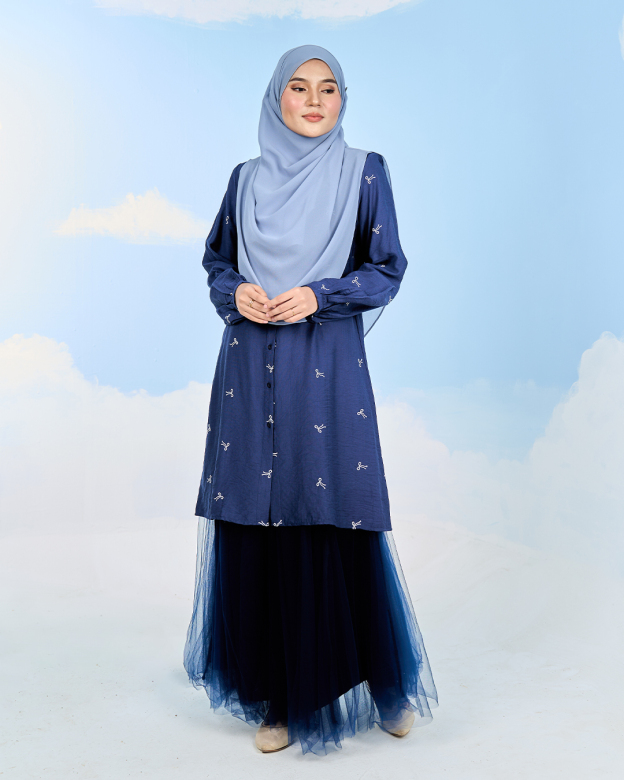 Tunic Coquette Sulam Ribbon Camile – Midnight Blue
