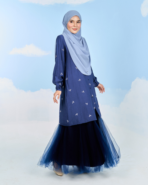 Tunic Coquette Sulam Ribbon Camile – Midnight Blue
