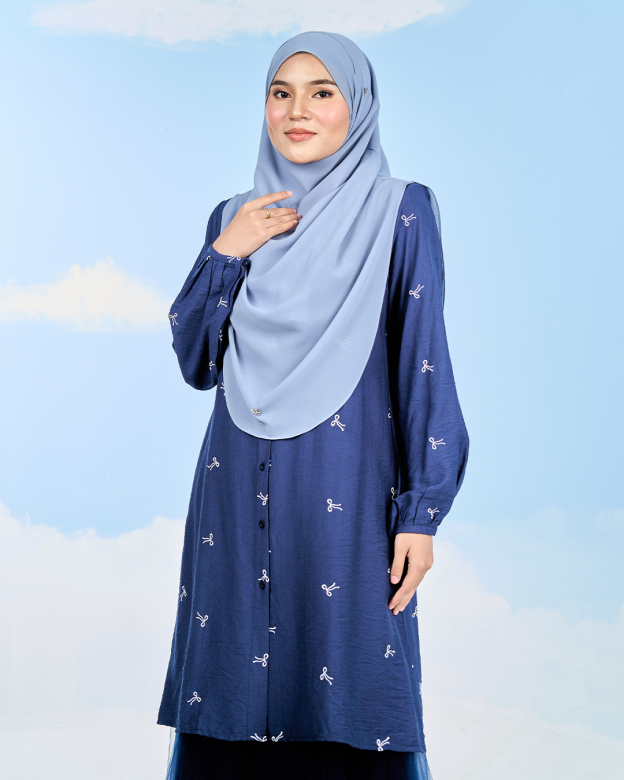 Tunic Coquette Sulam Ribbon Camile – Midnight Blue