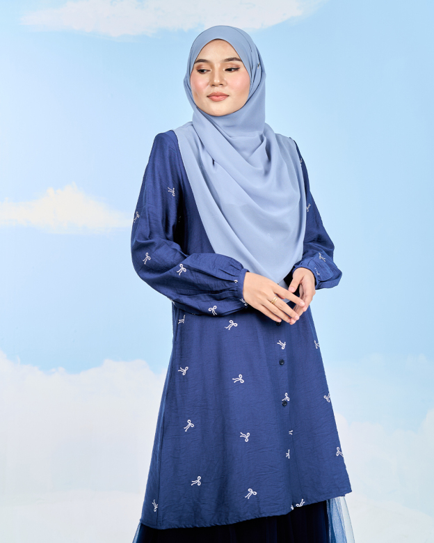 Tunic Coquette Sulam Ribbon Camile – Midnight Blue
