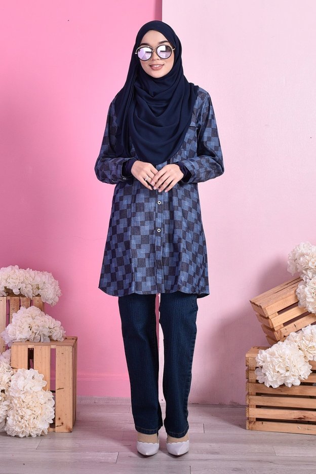 Tunic Tia Hawa Denim - Square Blue
