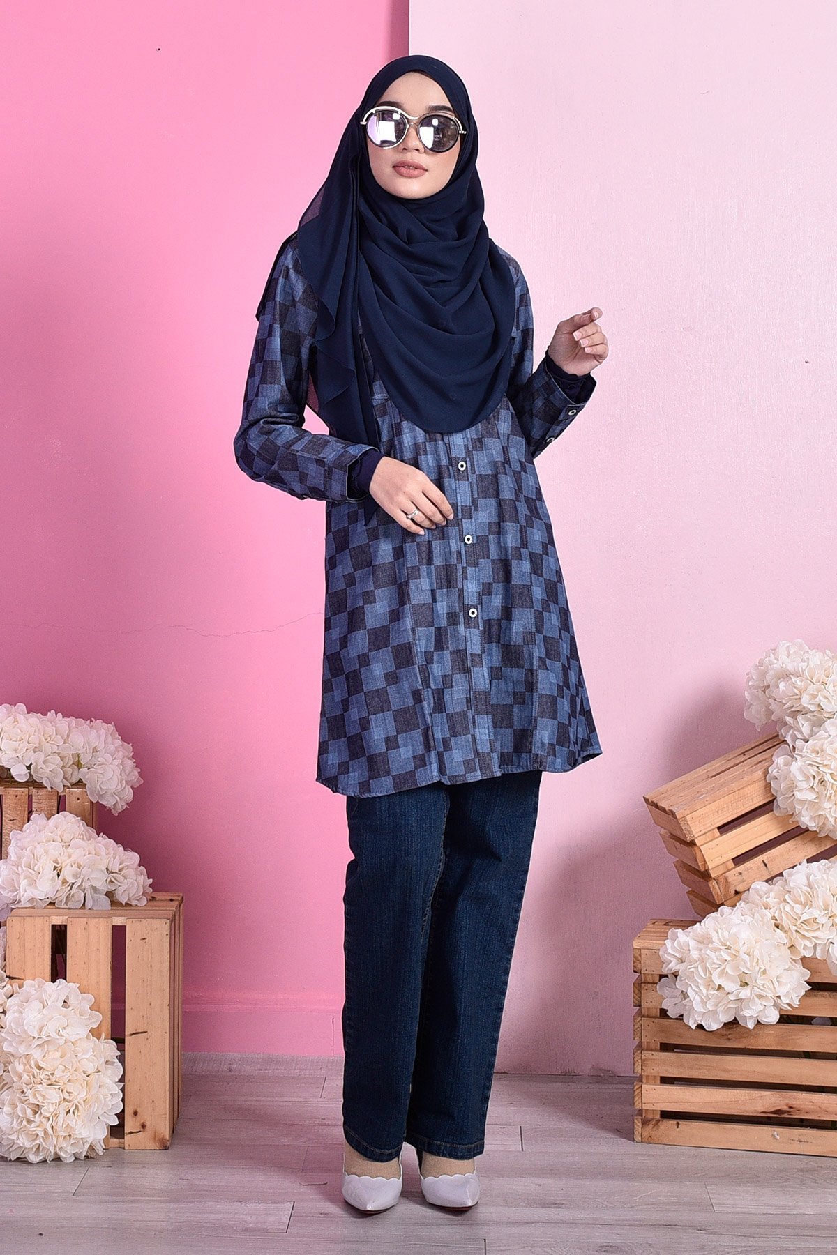 Tunic Tia Hawa Denim - Square Blue