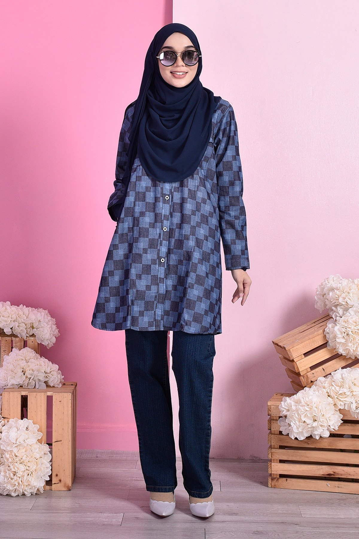 Tunic Tia Hawa Denim - Square Blue