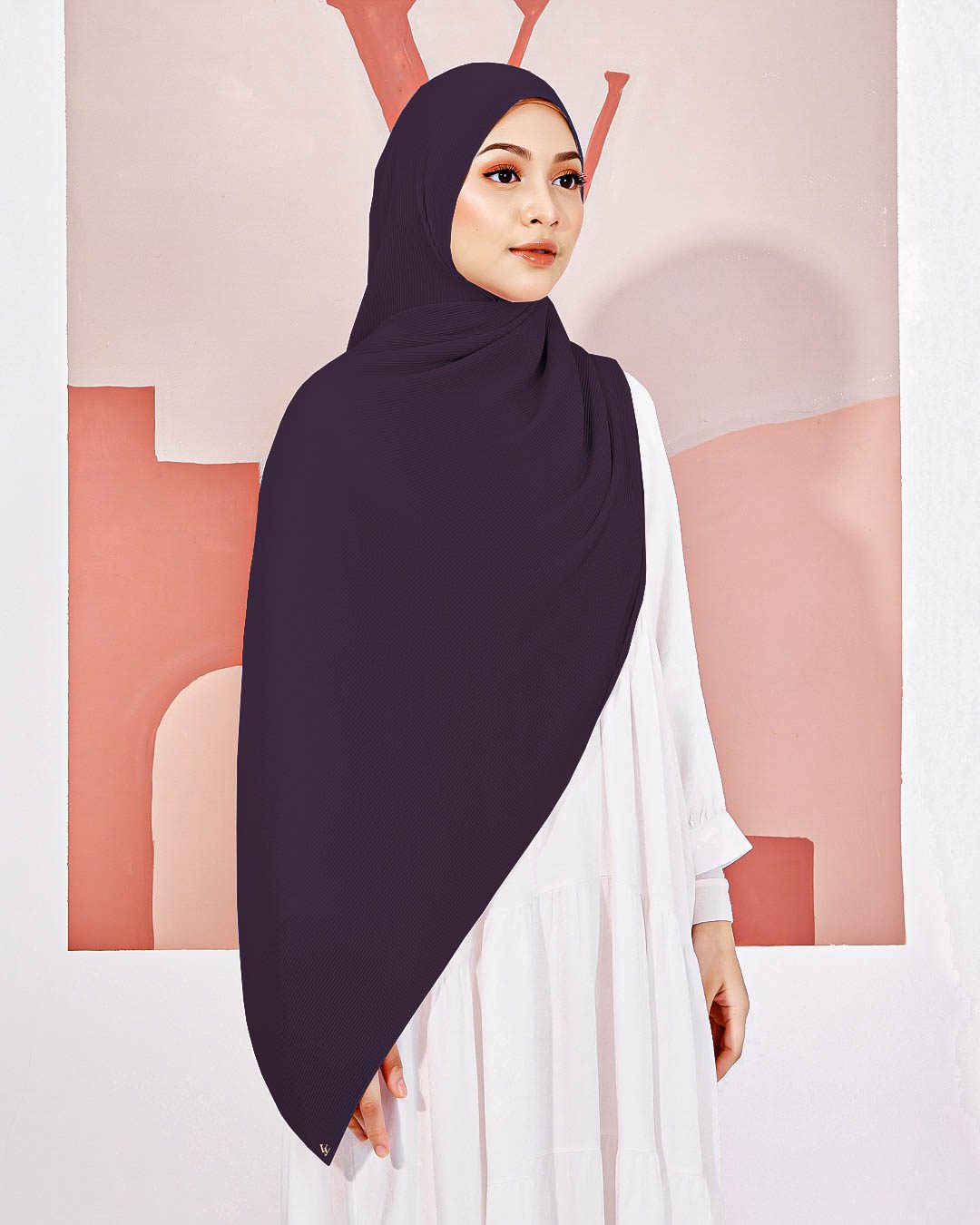 Wide Shawl Pleated Valerie Valily X MCC - Egg Plant