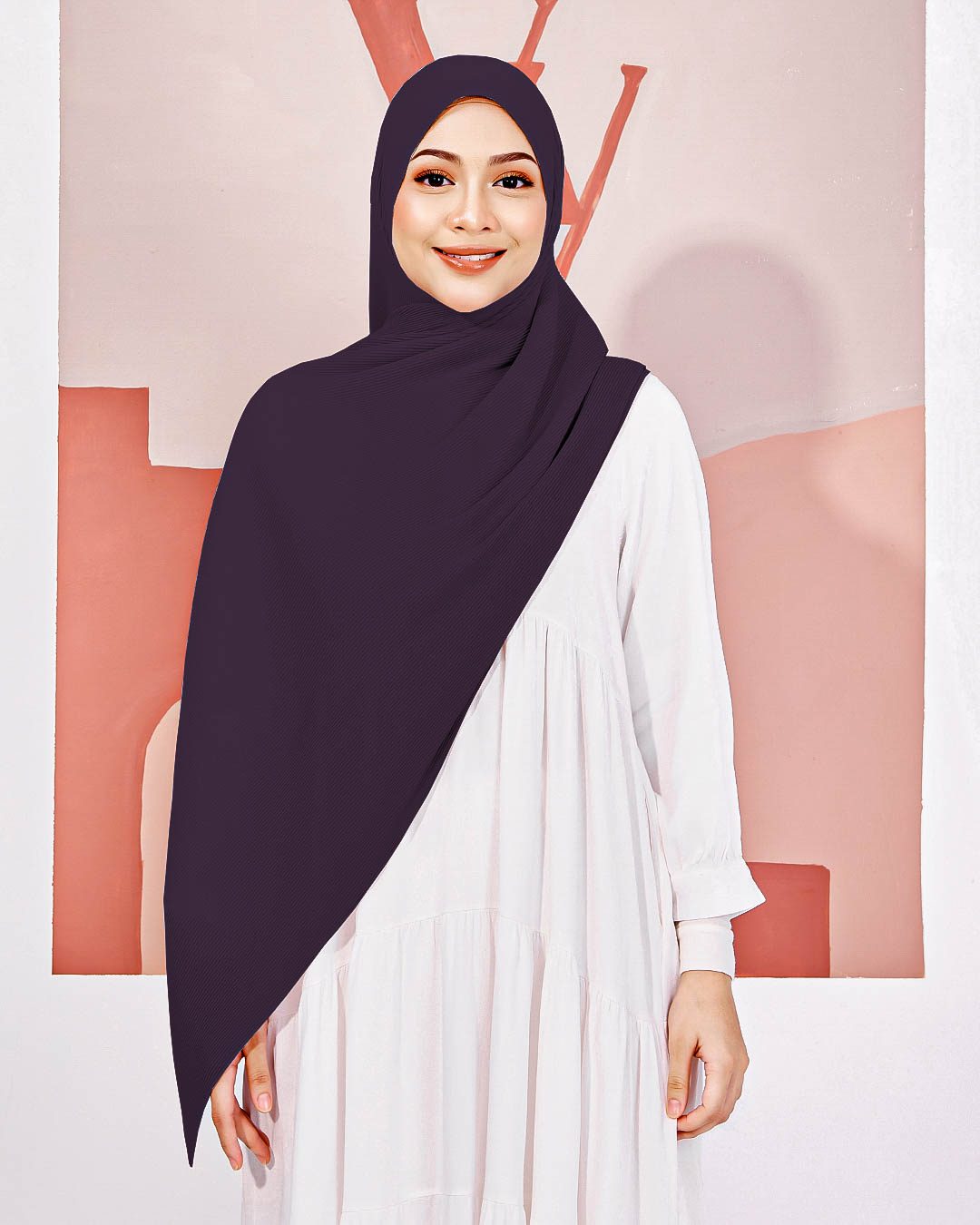 Wide Shawl Pleated Valerie Valily X MCC - Egg Plant