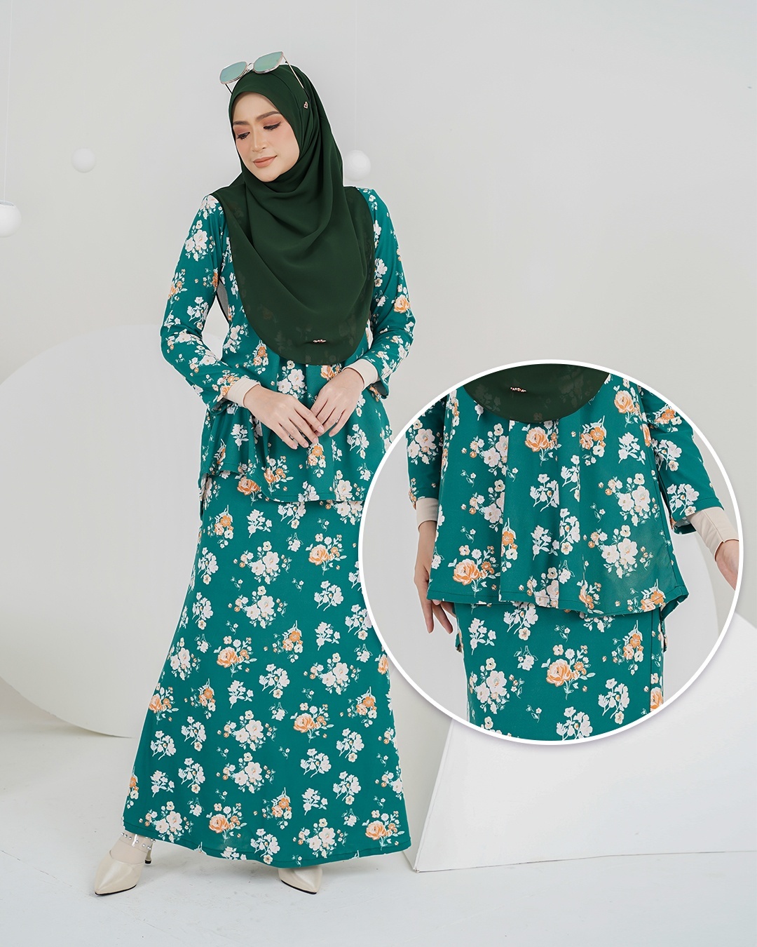 Baju Kurung Lola Printed 2.0 - Vardia Emerald