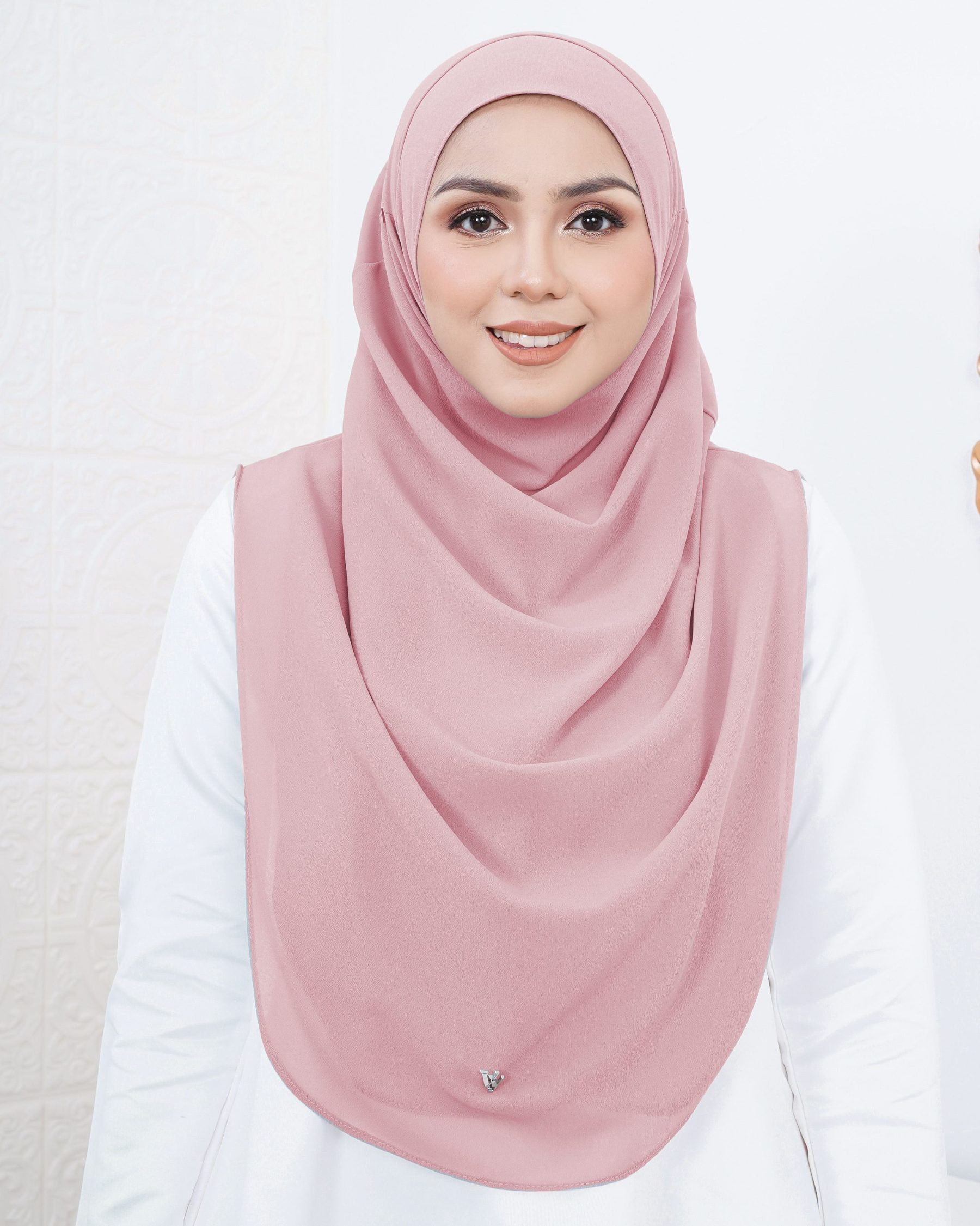 Tudung Instant Sarung Chiffon Velina XL Valily X MCC – Pink Daisy