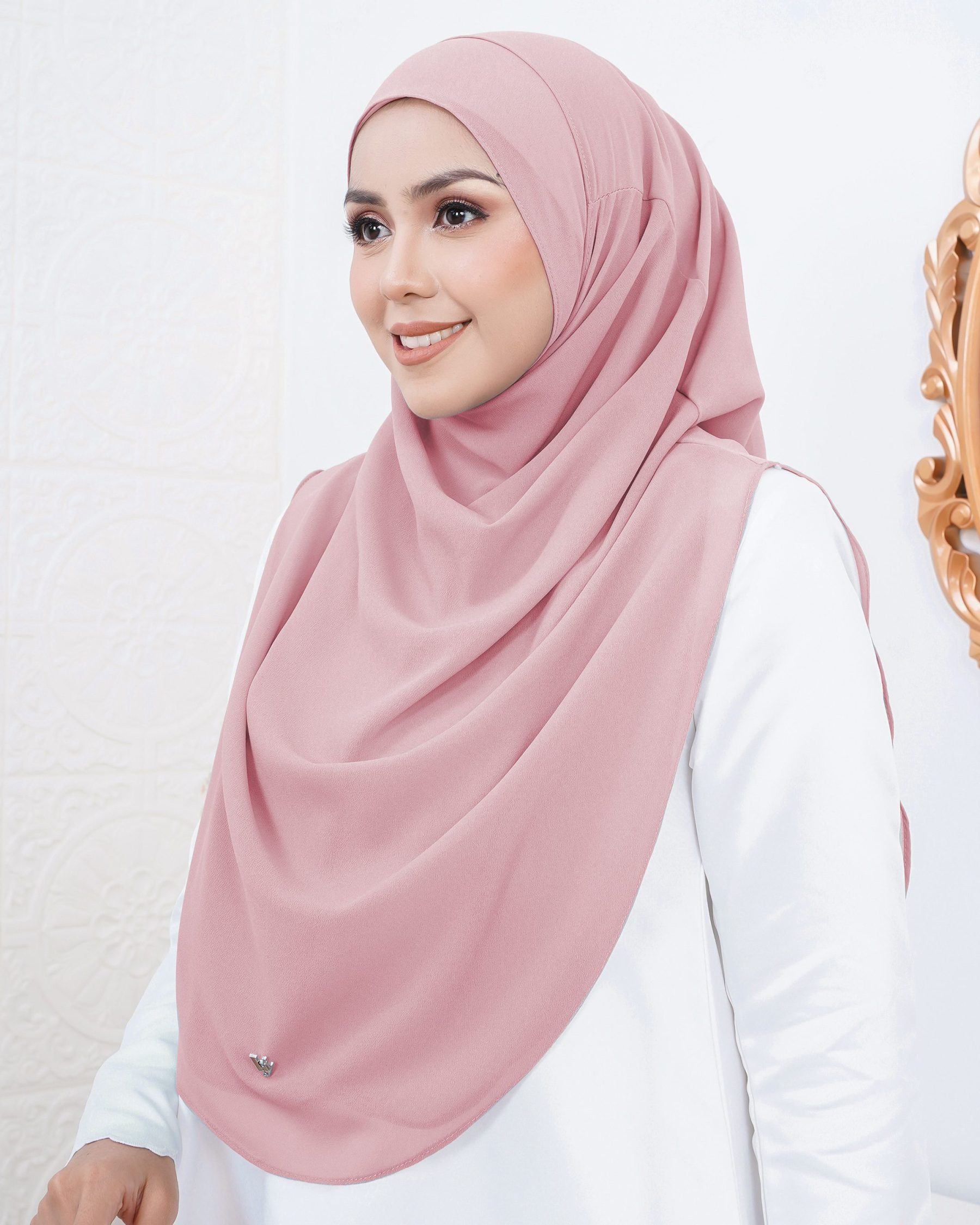 Tudung Instant Sarung Chiffon Velina XL Valily X MCC – Pink Daisy