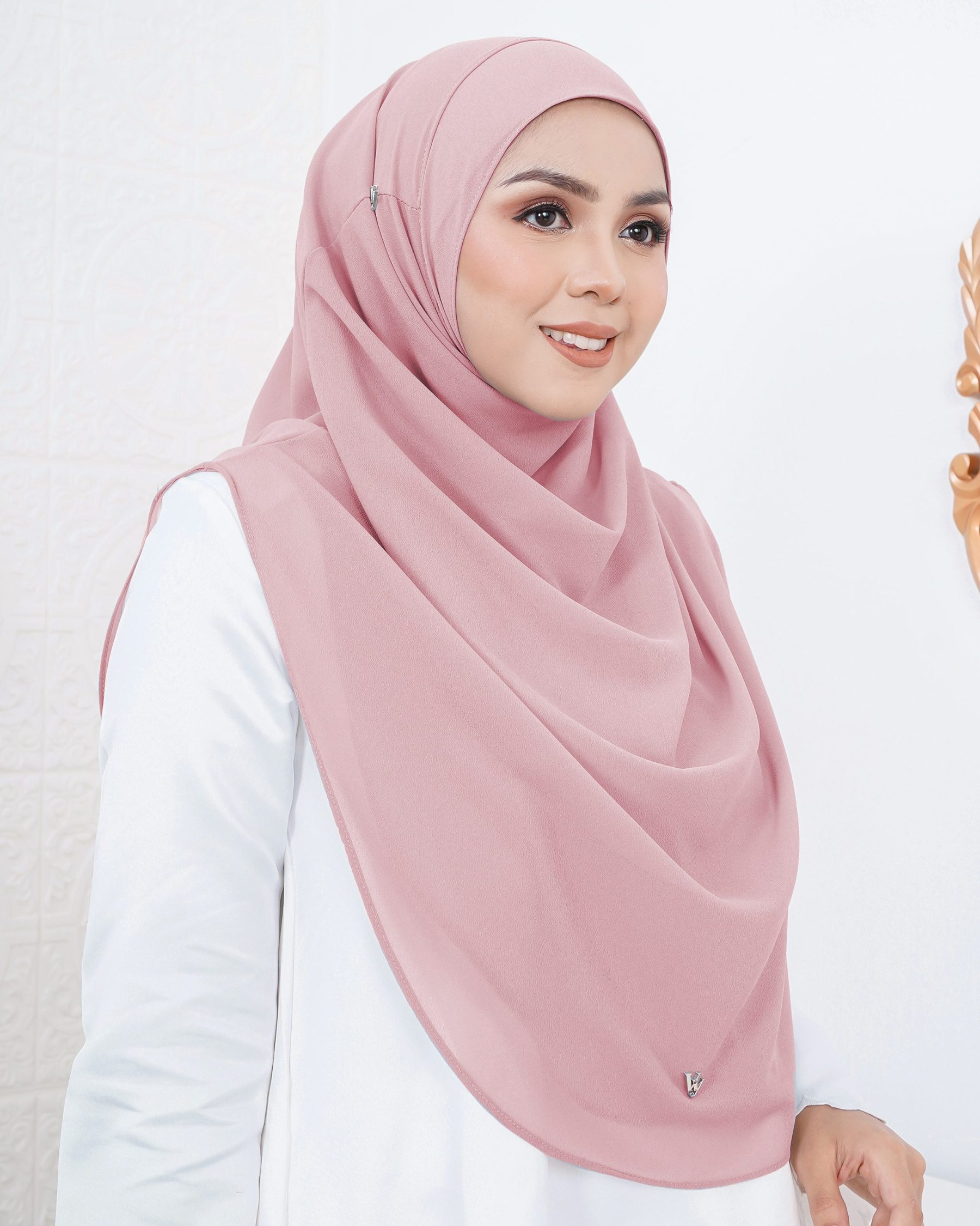 Tudung Instant Sarung Chiffon Velina XL Valily X MCC – Pink Daisy