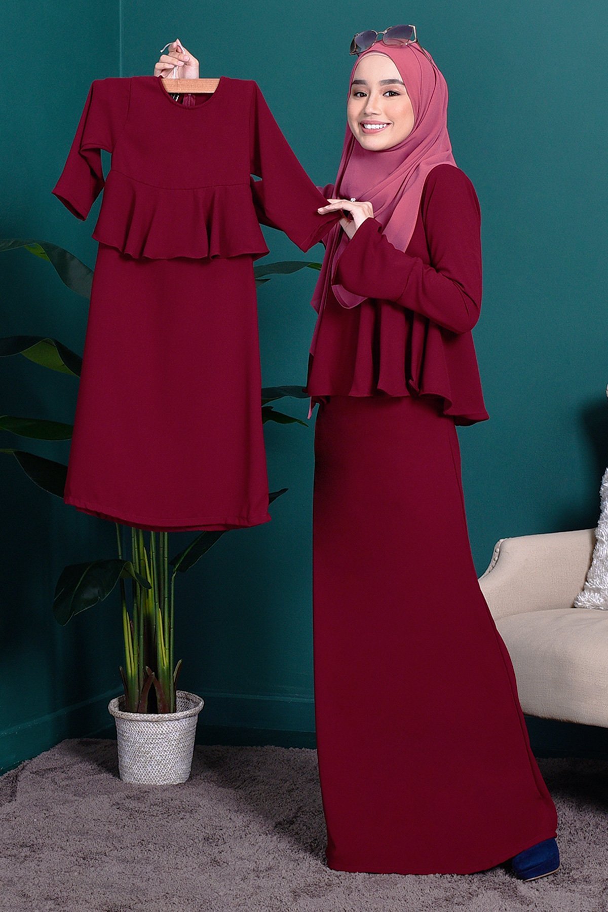 Abaya Alifa II Kids - Strawberry Red