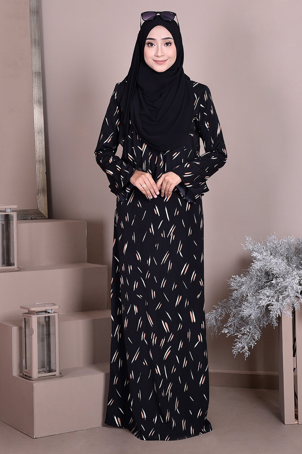 Abaya Alifa Sprinkle - Coal Black