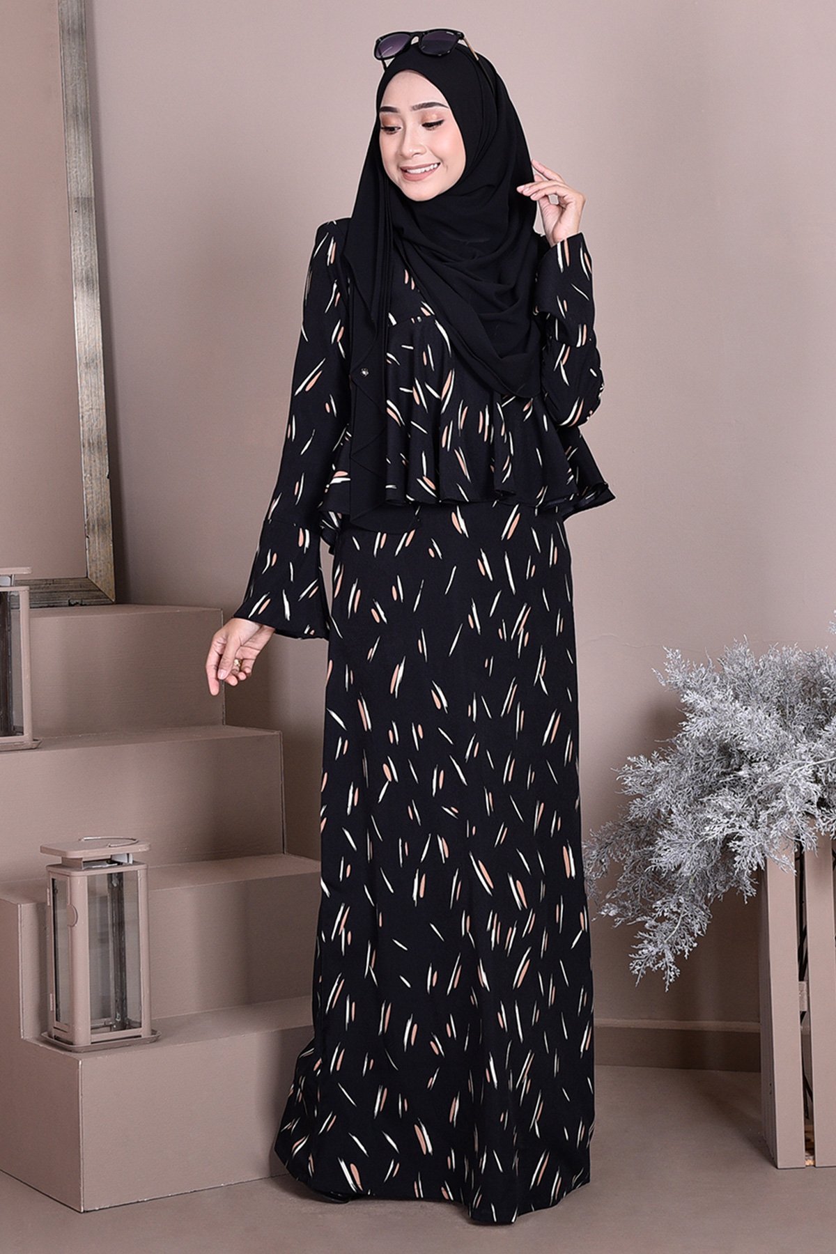 Abaya Alifa Sprinkle - Coal Black