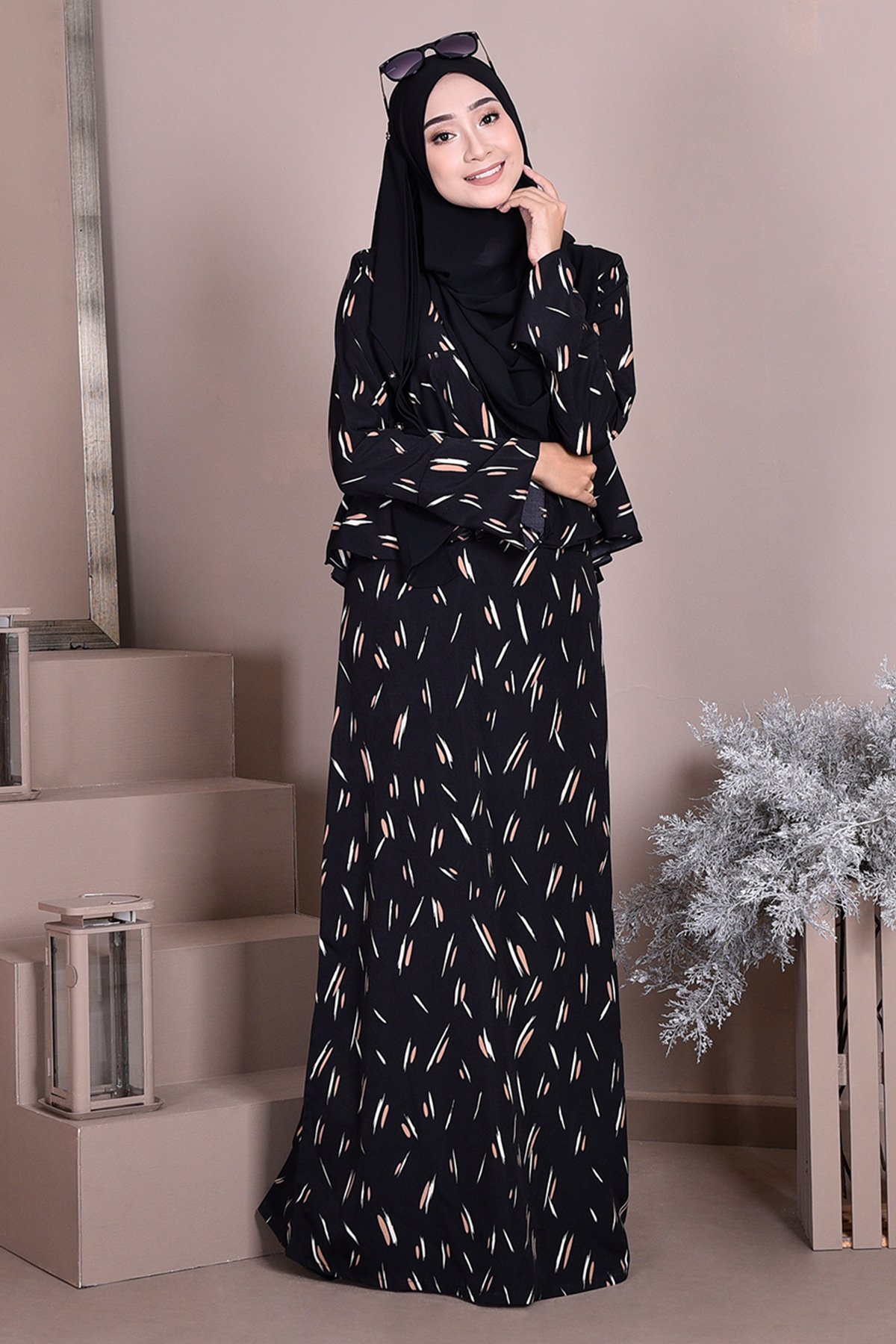 Abaya Alifa Sprinkle - Coal Black