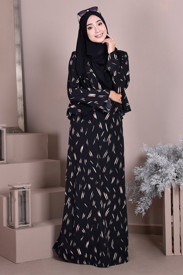 Abaya Alifa Sprinkle - Coal Black